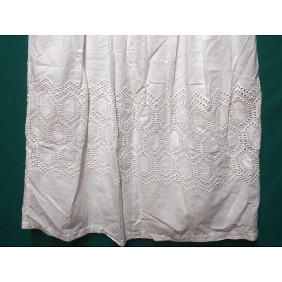 White skirt flare A-Line Cottagecore Boho eyelet lacy accents Modest gypsy - Picture 4 of 11